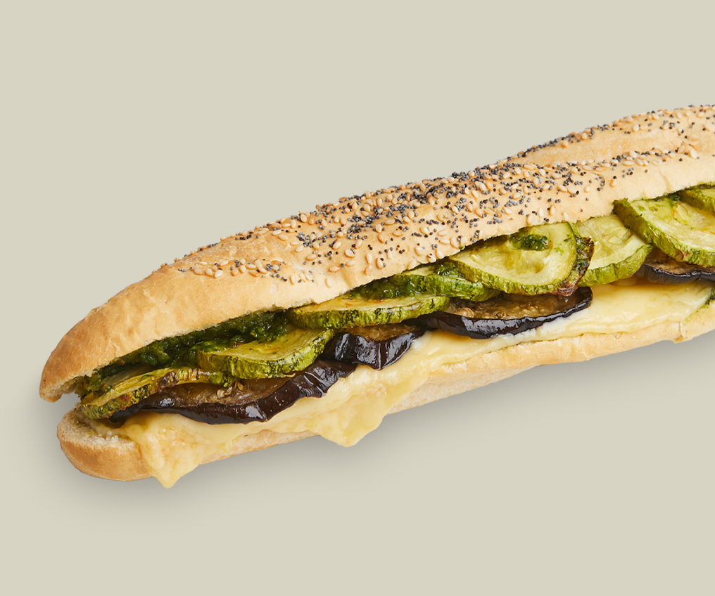 TOASTE DE ZUCCHINI, BERENjENA & PROVOLONE